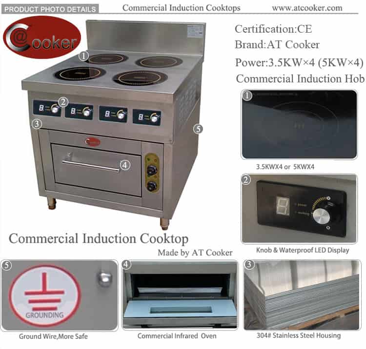 commercial induction hob and oven ATT-ABZ4+1D750 commercial induction hob and oven