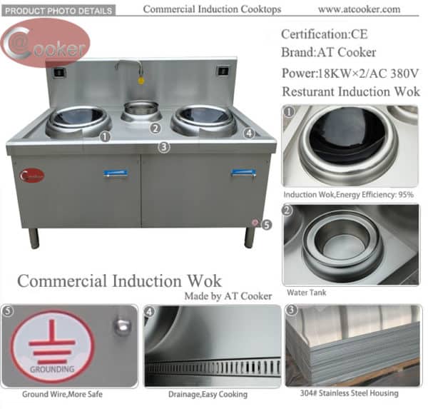 18 KW commercial wok burner station from AT Cooker