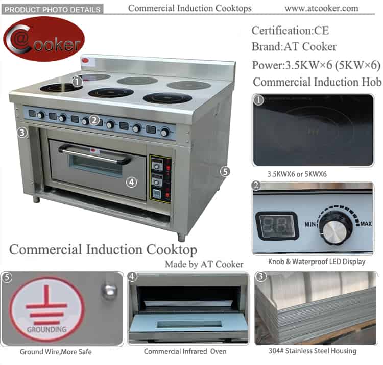commercial induction range with oven BZT-AZH 6FO