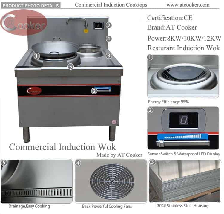 AT Cooker ATT-ASDC DB22 Commercial Induction Wok Station (No Open Flame)
