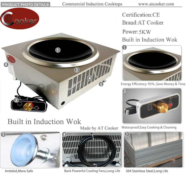 5 KW built in commercial induction wok 