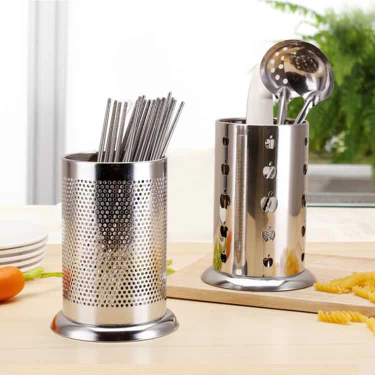 stainless steel utensil storage container