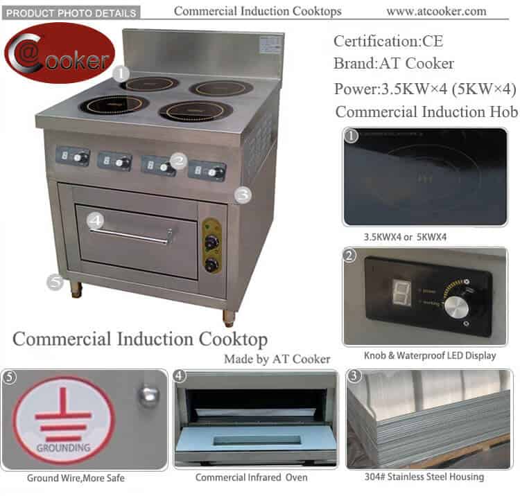 commercial induction cooktop 4 burner with convection oven