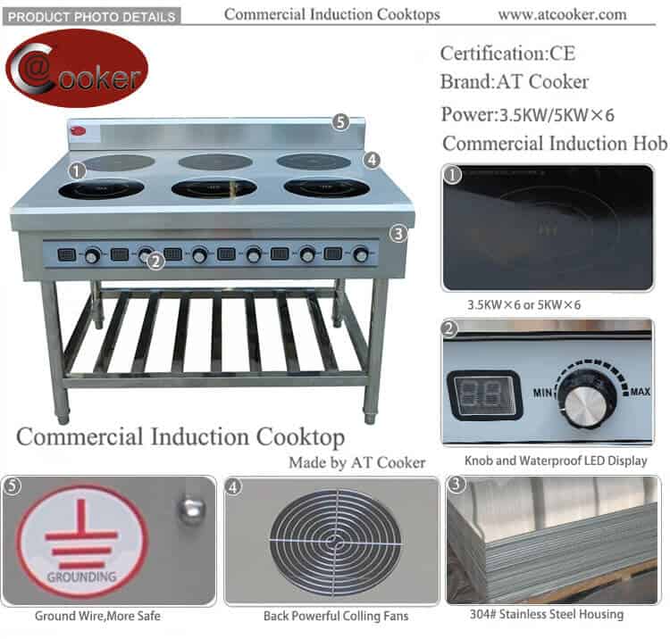 hotels use waterproof surface commercial induction cooktop 6 burner
