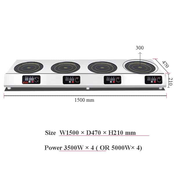 Tabletop 4 Burner Commercial Induction Hob 3500W LT-TB300IV-B135 