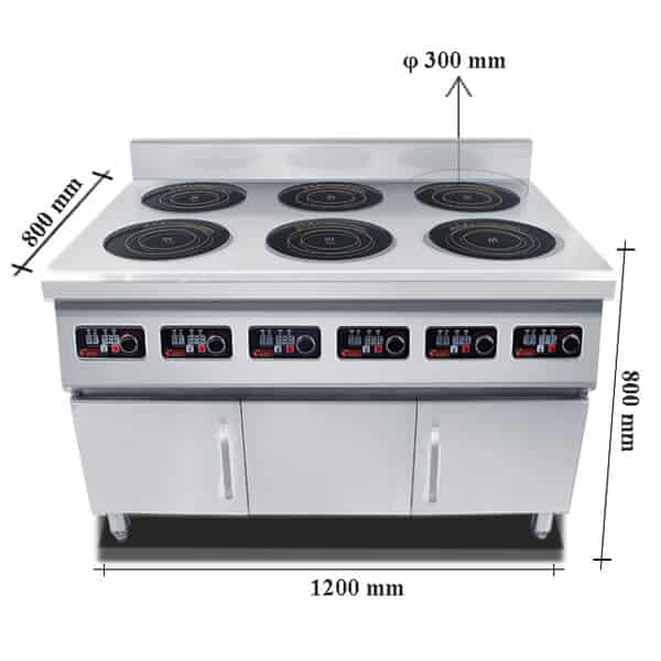 freestanding commercial induction range 6 hobs ATTABZ6A size