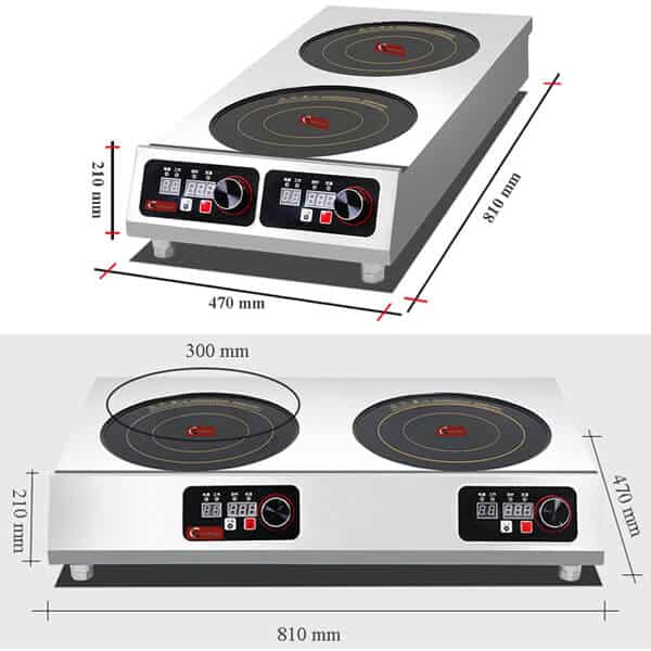 induction cooktop commercial 2 hobs SHPTA 2C size