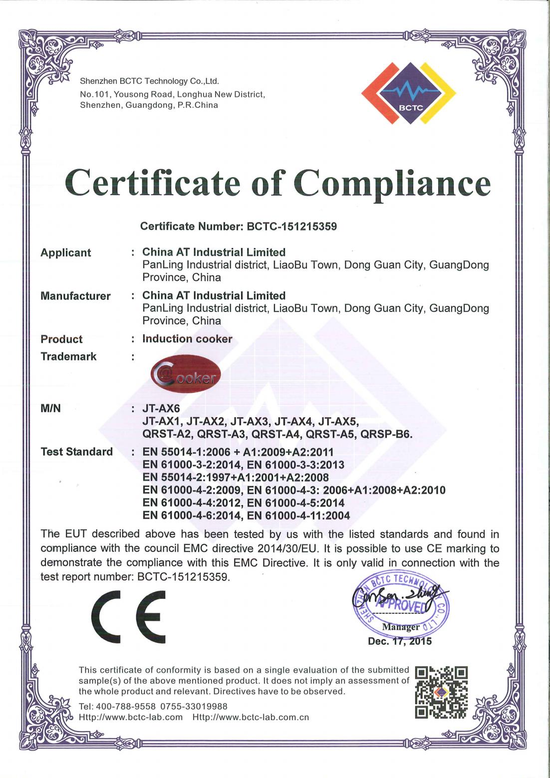 AT CE-EMC CERTIFICATE -16_00 CE-EMC 220