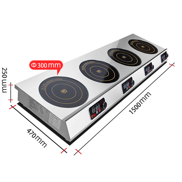 Commercial 4-Burner Linear Induction Cooker| High-Efficiency 20KW Cooktop for Busy Kitchen Lines