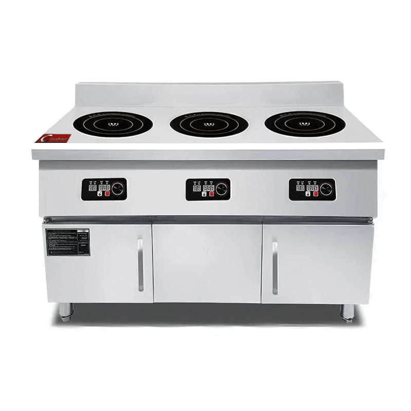 3 Hobs Commercial Induction Range 3500W | Floor-Standing Dual Station for Professional Kitchens BZT-AZH 335