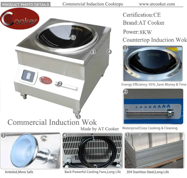 induction wok cooktop commercial CIW SHCT-AC8 D750 induction wok cooktop commercial