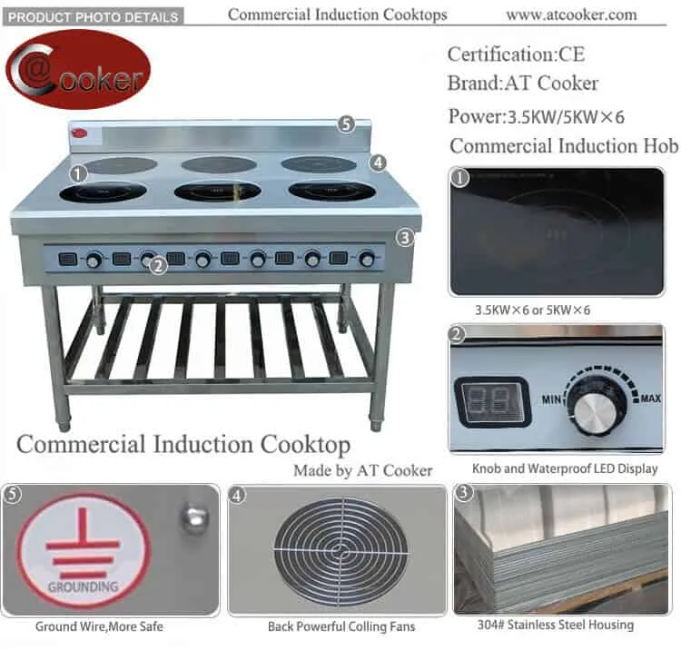 hotels use waterproof surface commercial induction cooktop 6 burner