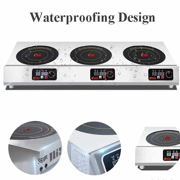 3 hobs countertop induction cooktop BZT-A6C3 WATERPROOFIING DESIGN BZT-A6 350 restaurant countertop induction cooker