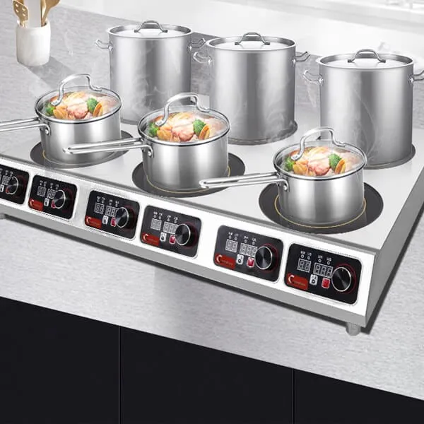 restaurant kitchen use 5KW commercial induction cooktop 6 burner