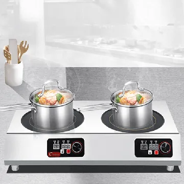 ราคาเตาแม่เหล็กไฟฟ้าเชิงพาณิชย์ 2 หัวเตา 3.5KW สำหรับเคาน์เตอร์ร้านอาหาร
